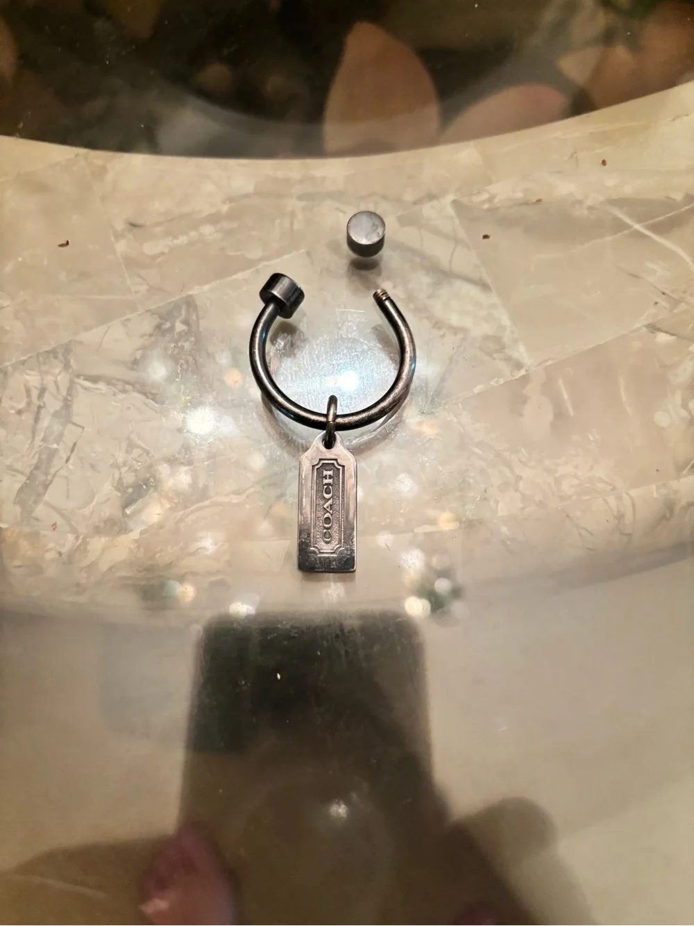 Coach Silver Tone Keyring Charm with Tag